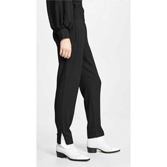 GANNI TAPERED CREPE CLARK PANTS BLACK‎ SZ 34/ US 2 - Picture 2 of 8